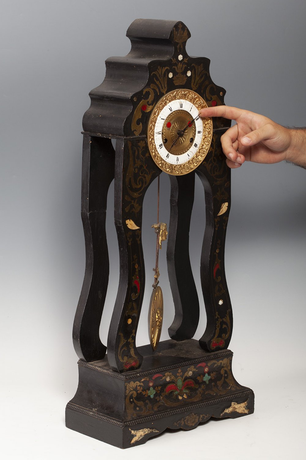 French school 19th century.Table clock.Chicaranda, metal and marquetry of metal and semi-precious - Image 4 of 4