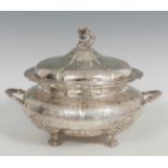 Spanish tureen. Second half of the 20th century.Silver.With counter on the base. Silver and gilded