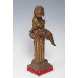 19th century Spanish school."Girl".Mercury gilded bronze sculpture.Measurements: 32 x 13 x 12 cm.