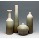 Set of four vases. Denmark, 20th century.Glazed ceramic.Signed "Arga" on the base.One of the vases