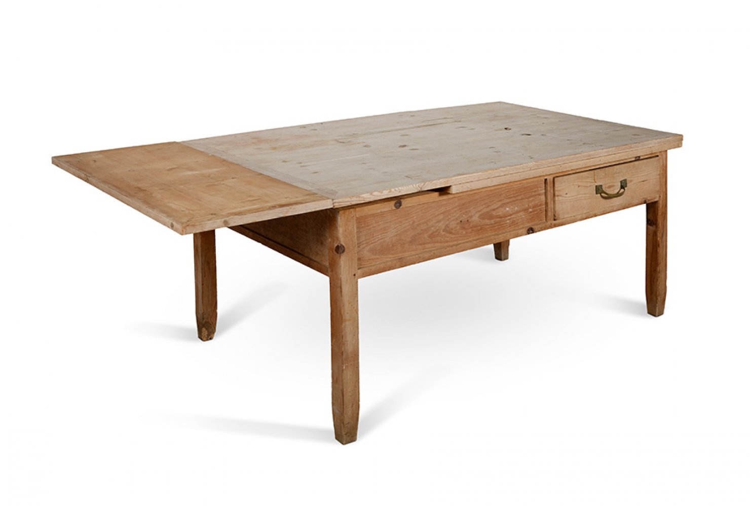 Rustic kitchen table, 19th century.Pine wood.With extension on one side.With marks of use. Needs - Image 5 of 5