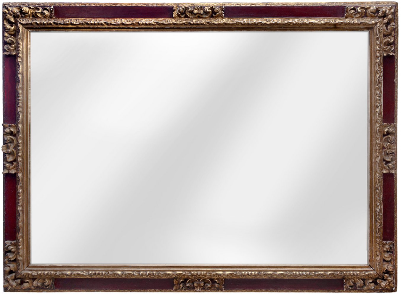 Mirror with frame from the XIX century.Carved, polychromed and gilded wood.Measurements: 80 x 114 cm