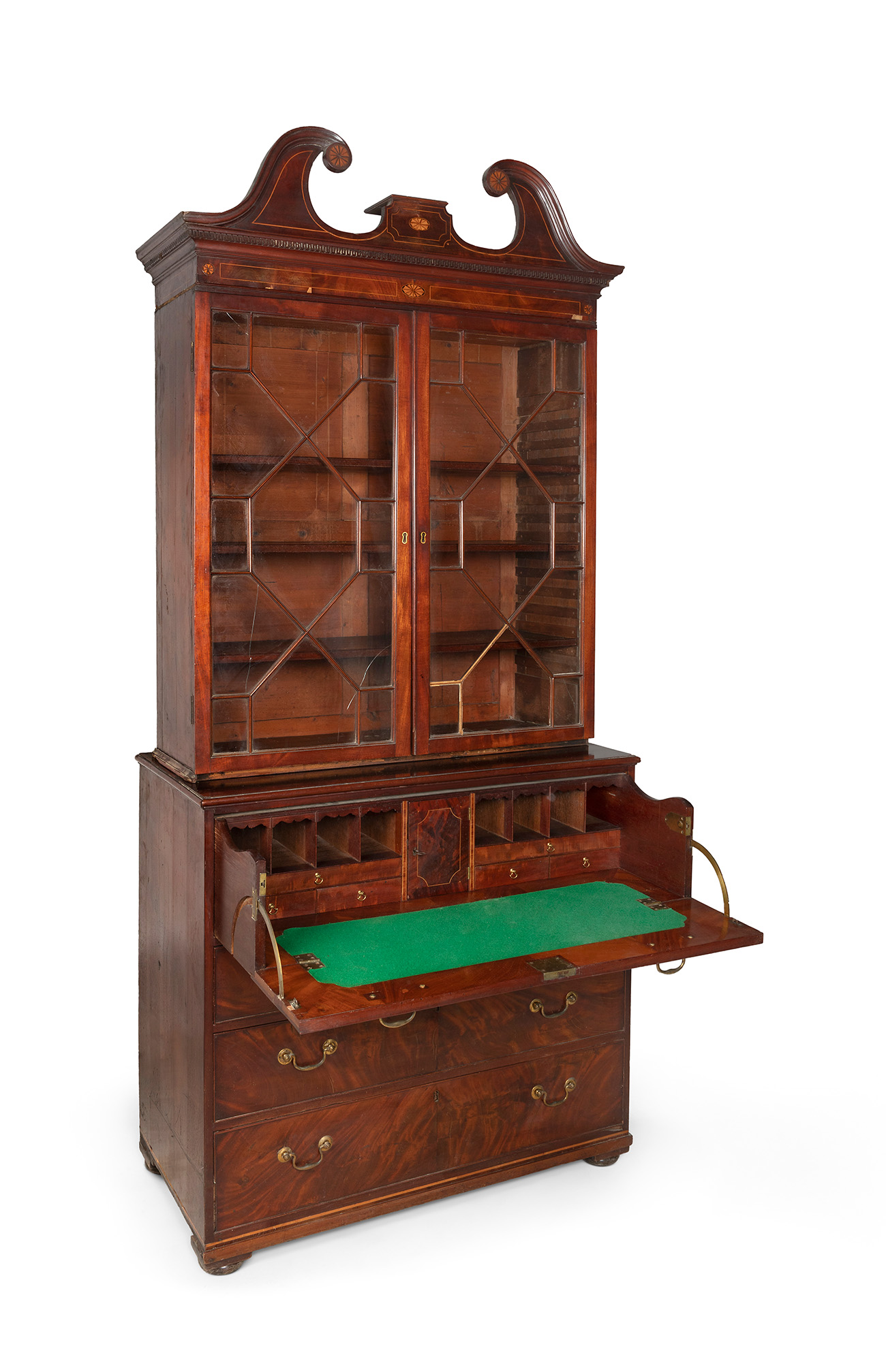 Georgian period desk-bookcase. England, late 18th-early 19th century.Mahogany wood and lemongrass