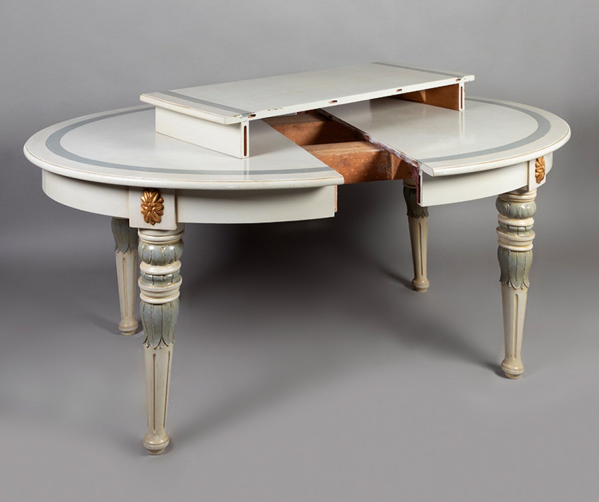 Gustavian style extending table. Sweden, first half of the 19th century.Carved and painted wood, - Image 2 of 4