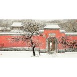 ZHAO Yu (China, 1975)"The errand boy in winter".Watercolour on paper.Sizes: 49 x 100 cm; 74 x 123 cm