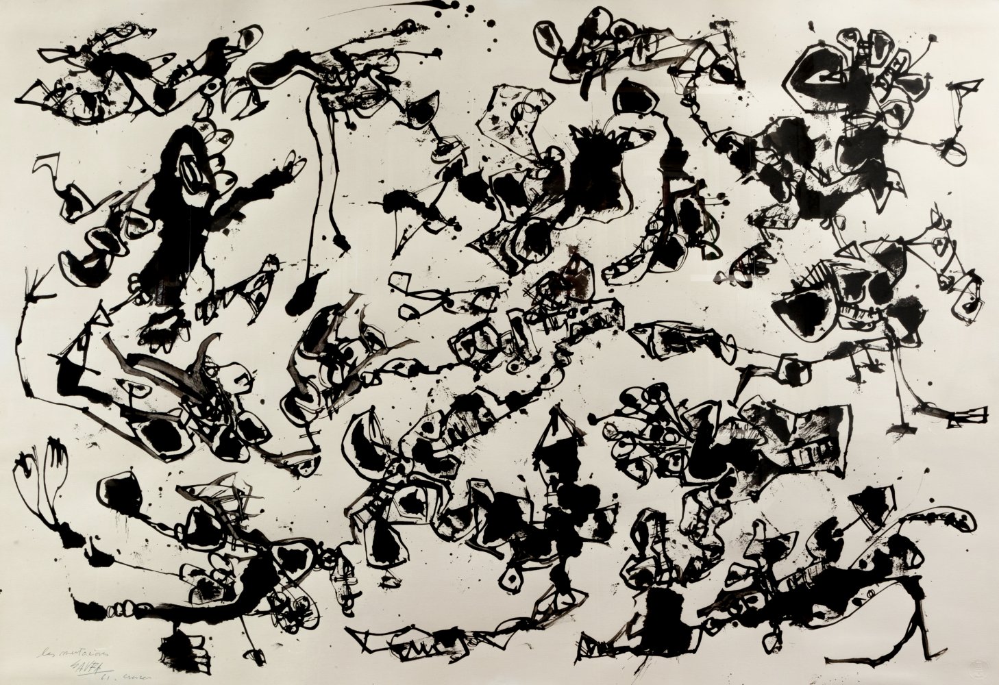 ANTONIO SAURA (Huesca, 1930 - Cuenca, 1998)."Mutations", 1961.Ink on Schoeller Turm paper.Signed,