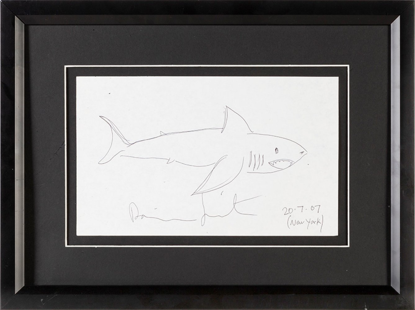 DAMIEN HIRST (Bristol, United Kingdom, 1965)."Shark, New York, 20.07.2007.Ink on paper.Signed, dated - Image 4 of 4