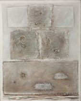 VICENTE CASTELLANO GINER (Valencia, 1927)."Composition", 1992.Oil on sackcloth.Signed and dated in