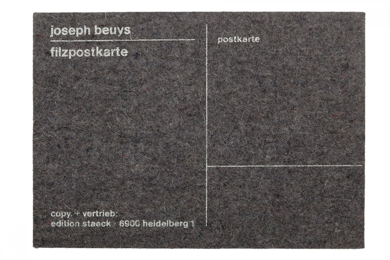 JOSEPH BEUYS (Germany, 1921 - 1986)."Filzpostkarte, 1985.Silkscreen on felt and silkscreen on - Image 4 of 5