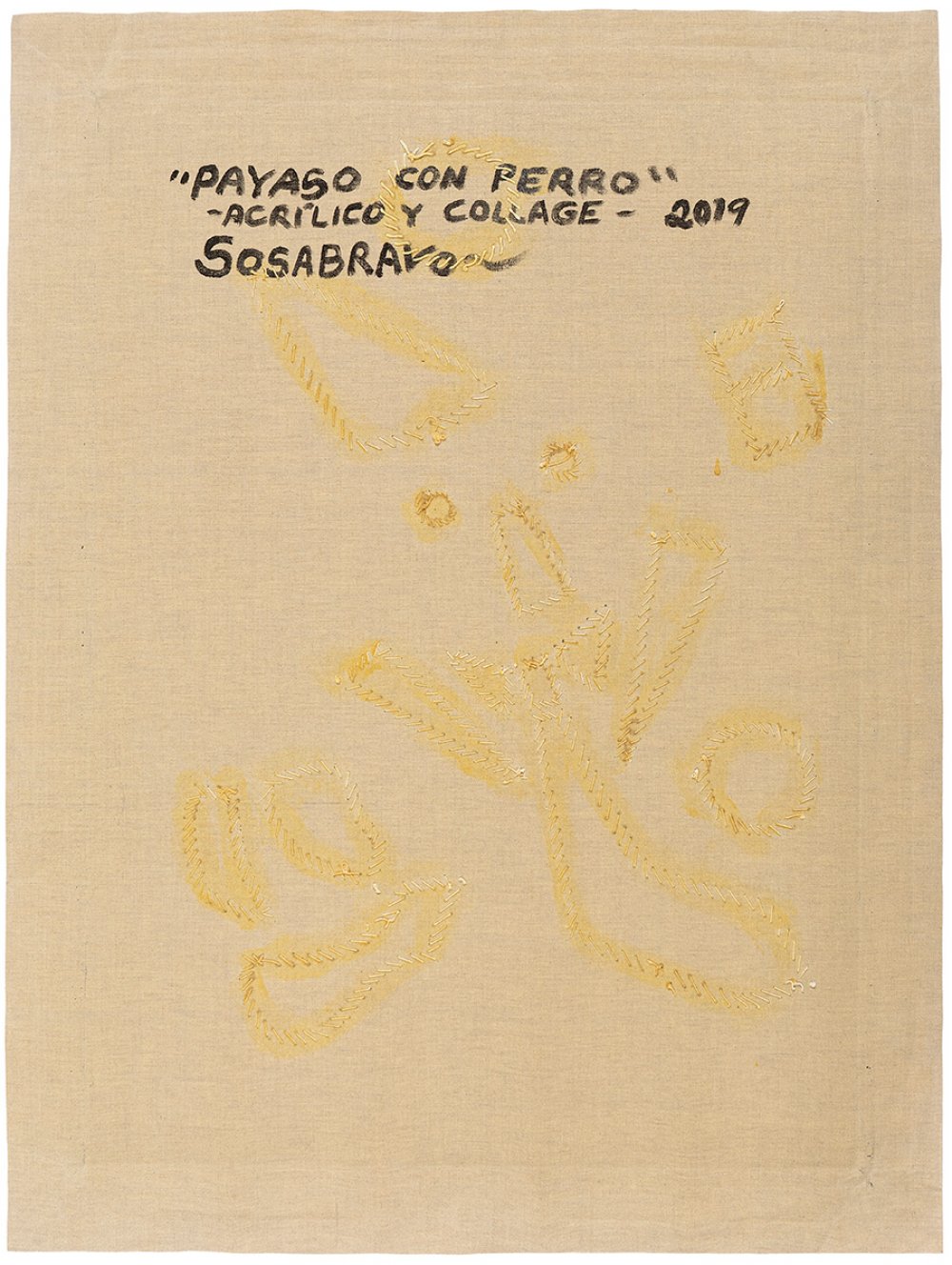 ALFREDO SOSABRAVO (Sagua la Grande, Cuba, 1930)."Clown with dog", 2019.Acrylic and fabric collage on - Image 5 of 5