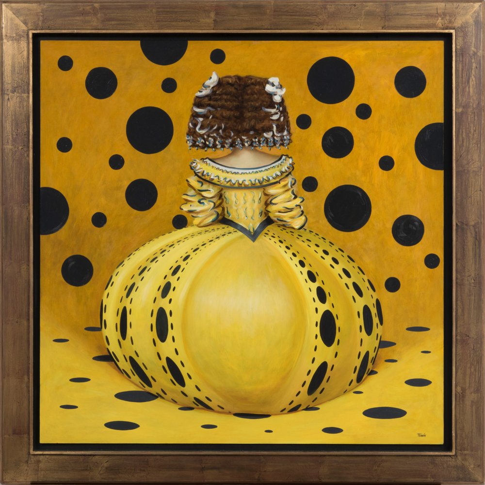 MANUEL TERÁN (Chile, 1974)."Tribute to Kusama and Velázquez".Oil on masonite.Signed in the lower - Image 5 of 5