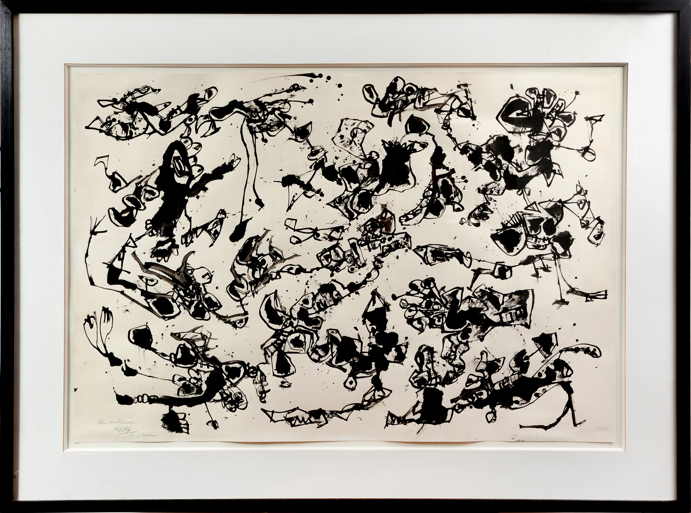 ANTONIO SAURA (Huesca, 1930 - Cuenca, 1998)."Mutations", 1961.Ink on Schoeller Turm paper.Signed, - Image 6 of 7