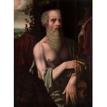Flemish school; 16th century."Saint Jerome.Oil on panel.Measures: 64 x 48 cm.In this work the artist