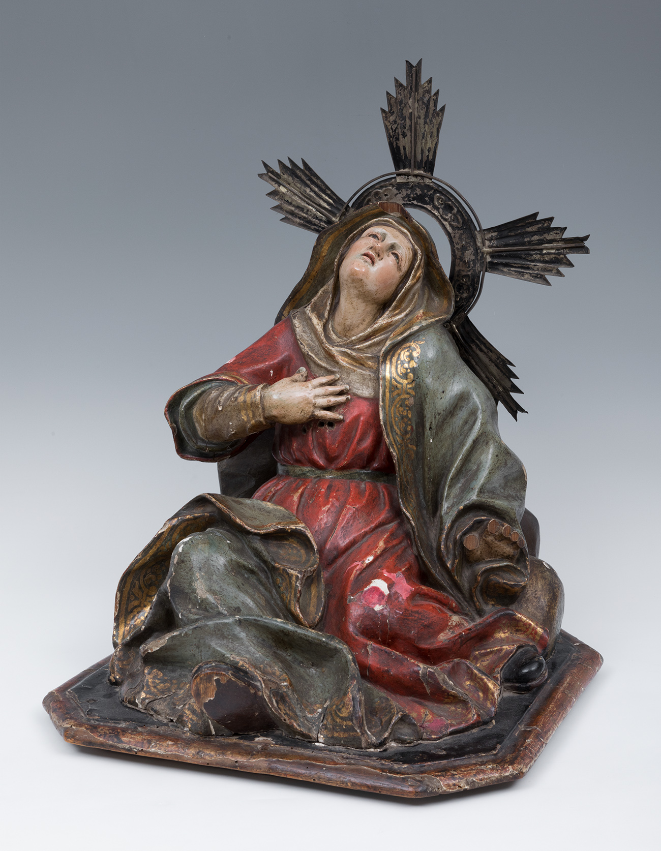 Andalusian school; 18th century."Our Lady of Sorrows".Carved and polychrome wood.The polychromy