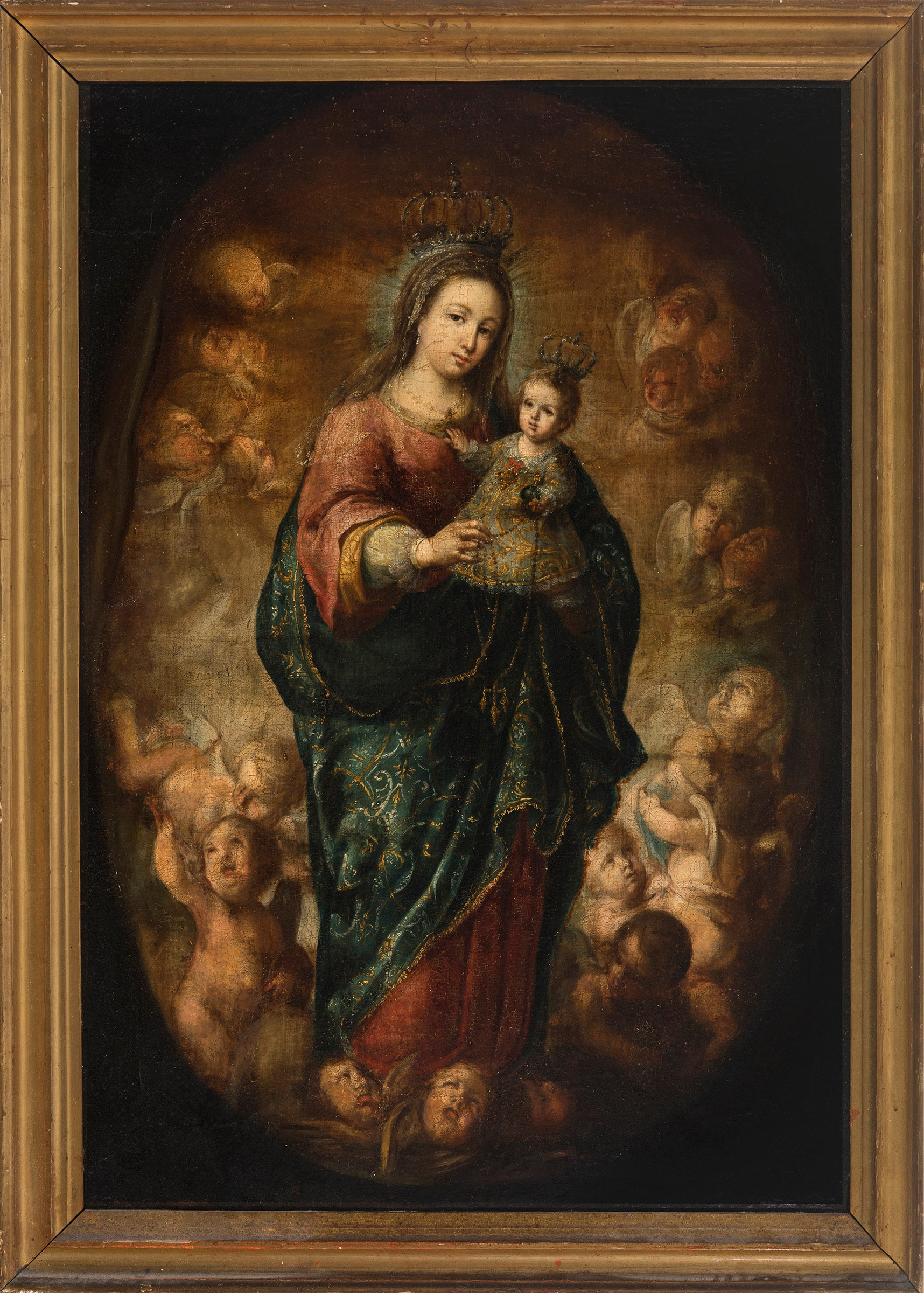Sevillian school of the late 17th century."Virgin of the Rosary".Oil on canvas. Preserves original - Image 3 of 5