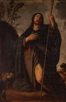 URBANO FOS (Tarragona, 1615 - Valencia, 1658)."Saint Roque".Oil on canvas.Size: 96 x 65 cm; 130 x 98