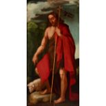 Spanish school of the first half of the 17th century."Saint John the Baptist".Oil on wood.Damaged.