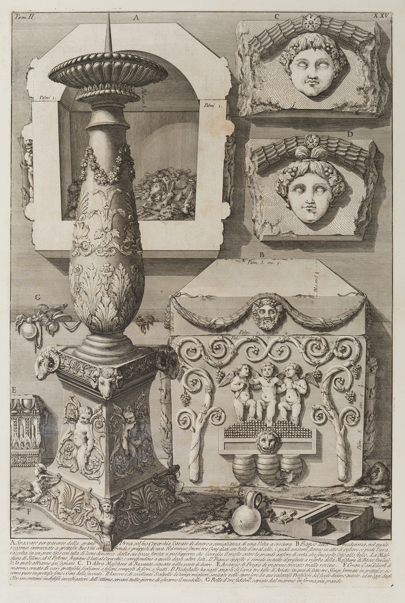 BATTISTA GIOVANNI PIRANESI (Italy, 1720-1778)."Roman antiquities. Large porphyry urn in which the