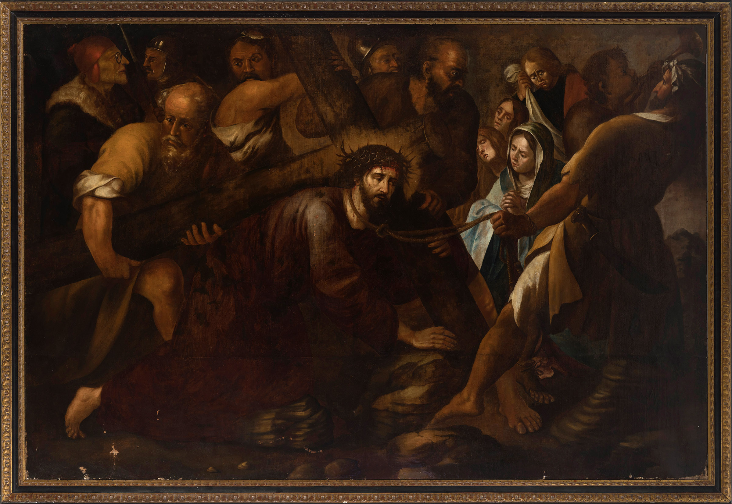 Spanish school of the early 17th century."Christ on the way to Calvary".Oil on canvas. Re-drawn.It - Image 3 of 5