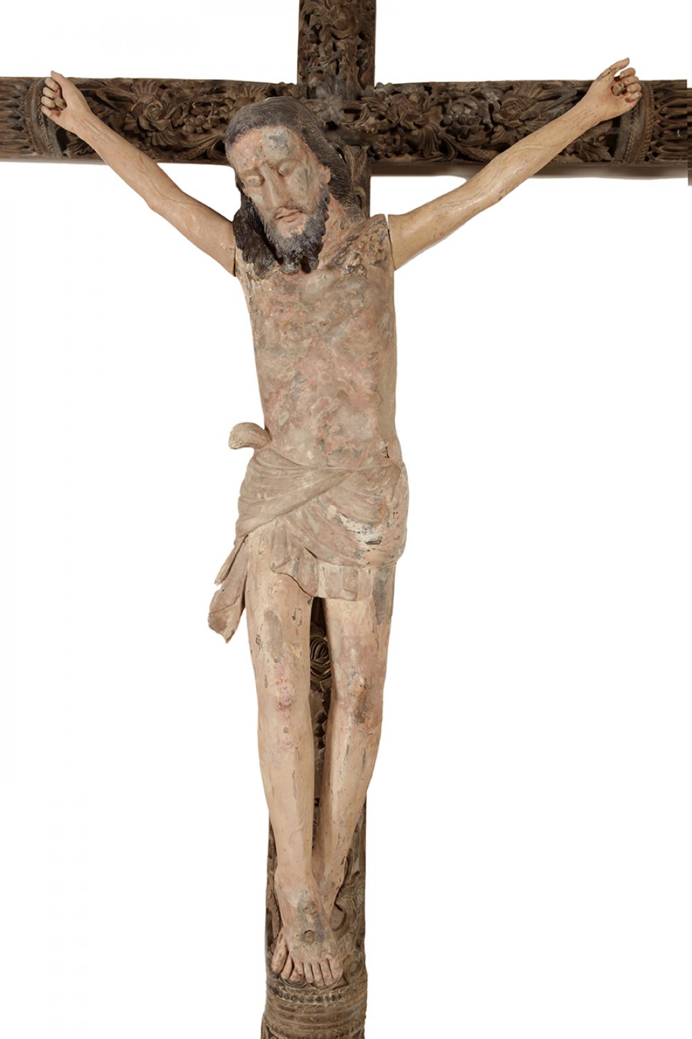 Monumental Philippine-made crucifix for the diocese of Phan Thiet, Vietnam, 18th century.Carved - Image 3 of 4