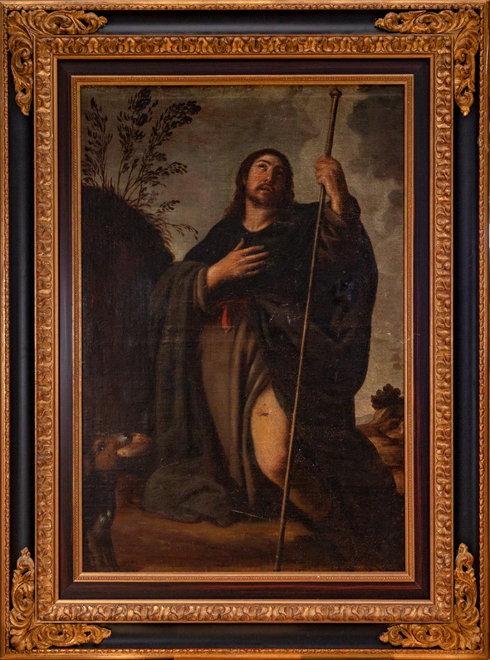 URBANO FOS (Tarragona, 1615 - Valencia, 1658)."Saint Roque".Oil on canvas.Size: 96 x 65 cm; 130 x 98 - Image 3 of 4