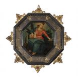 Spanish school of ca. 1700."The Divine Shepherdess".Oil on copper in octagonal format.With