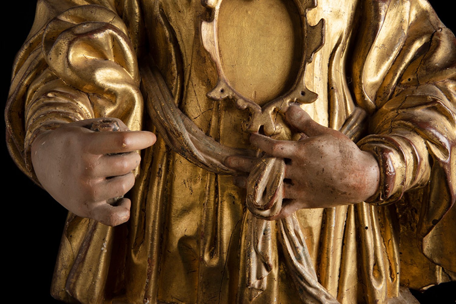 Renaissance reliquary from the 16th century. "Bust of the Virgin.Carved, gilded and polychromed - Image 2 of 6