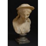 Italian school; late 18th century."Female bust.Carved carrara marble.It presents faults in the
