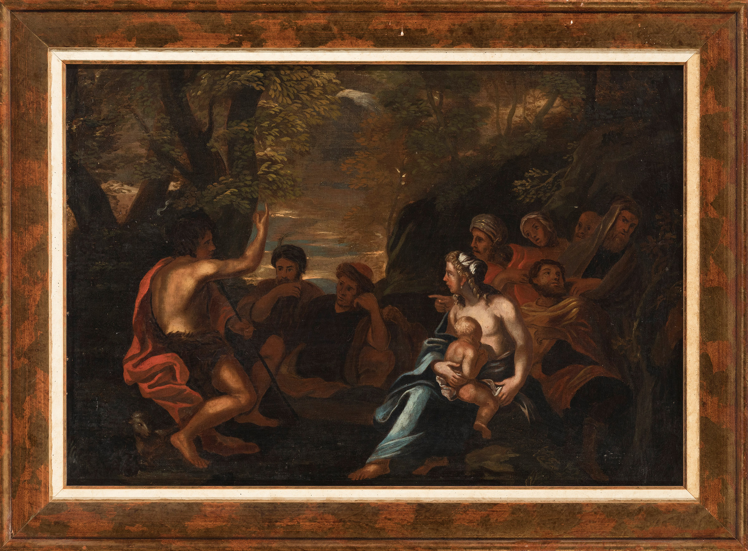 Italian school of the second half of the 17th century."The Preaching of Jean-Baptiste".Oil on - Image 4 of 4