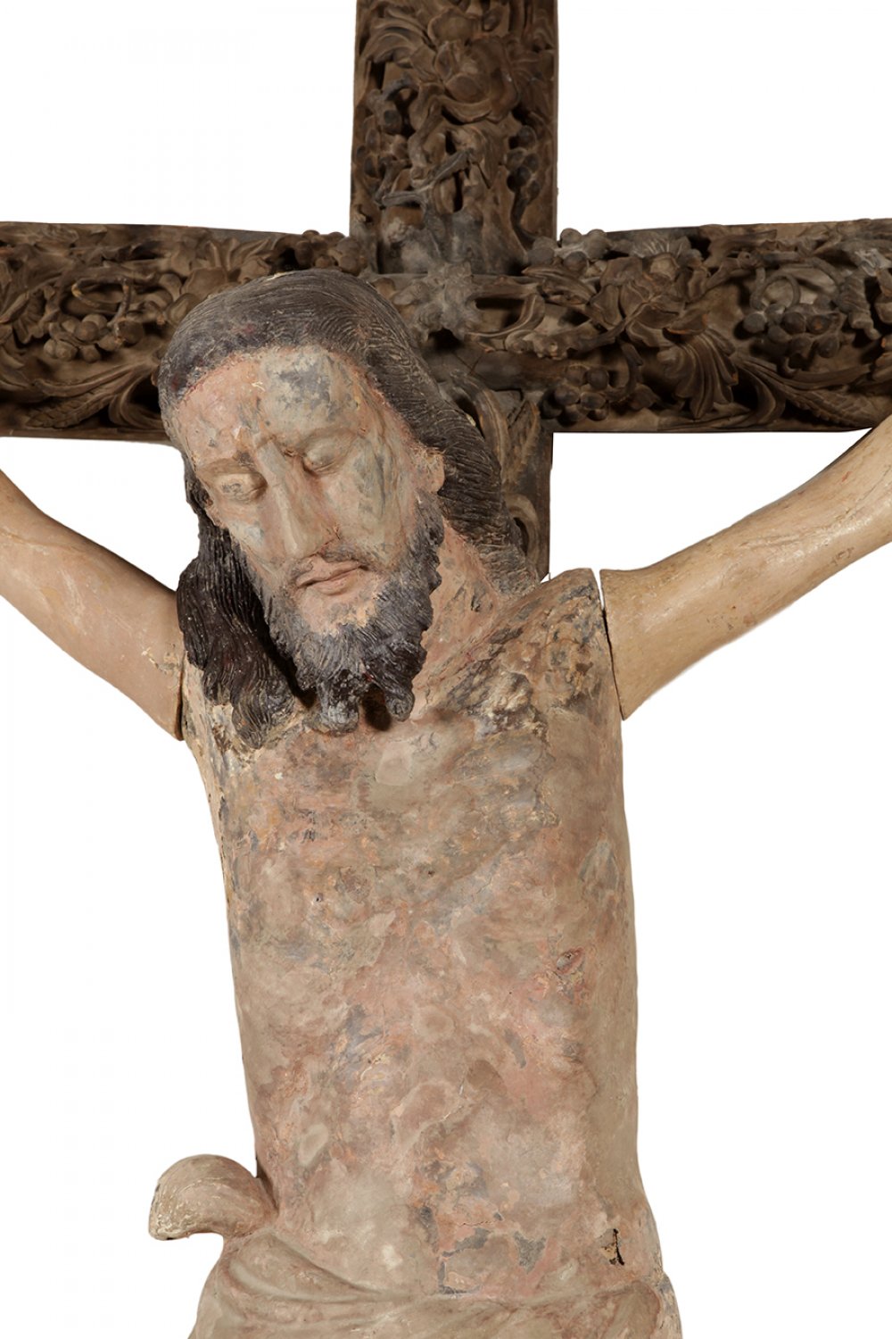 Monumental Philippine-made crucifix for the diocese of Phan Thiet, Vietnam, 18th century.Carved - Image 2 of 4