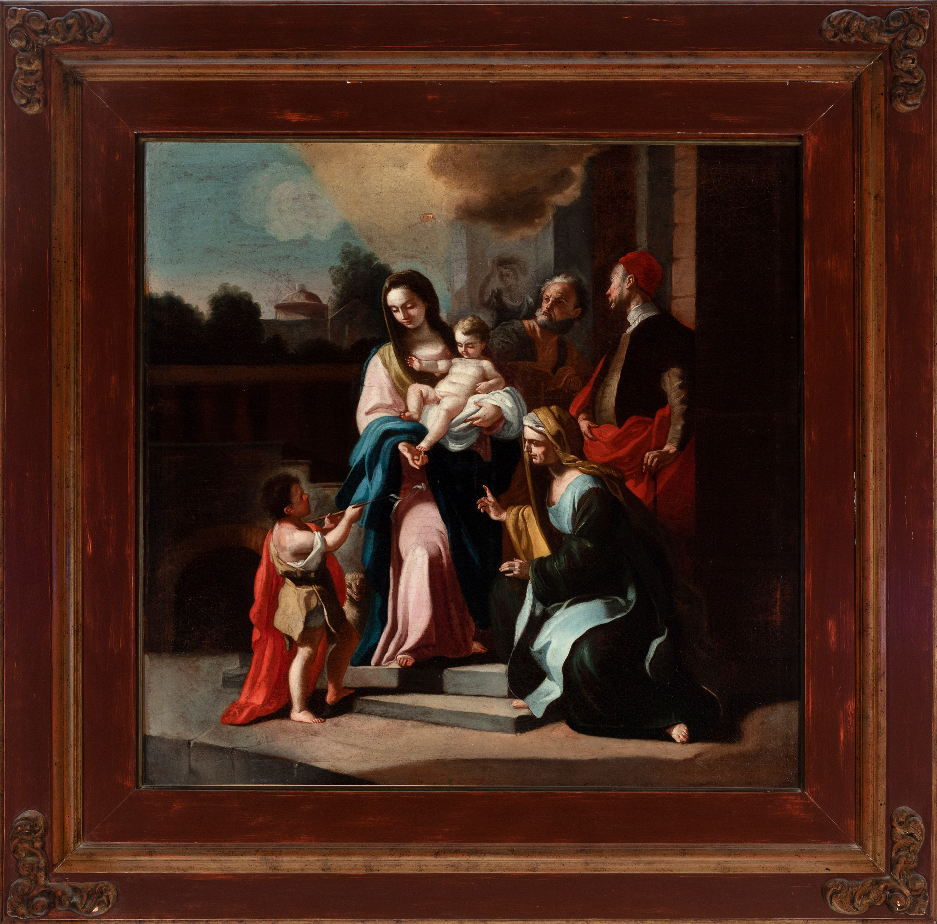 Workshop of FRANCESCO SOLIMENA (Italy, 1657 - 1747)."Holy Family with St. John, St. Joachim and - Image 4 of 6