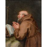 Flemish school ca. 1620."Saint Francis in prayer".Oil on copper.It has a 19th century frame with