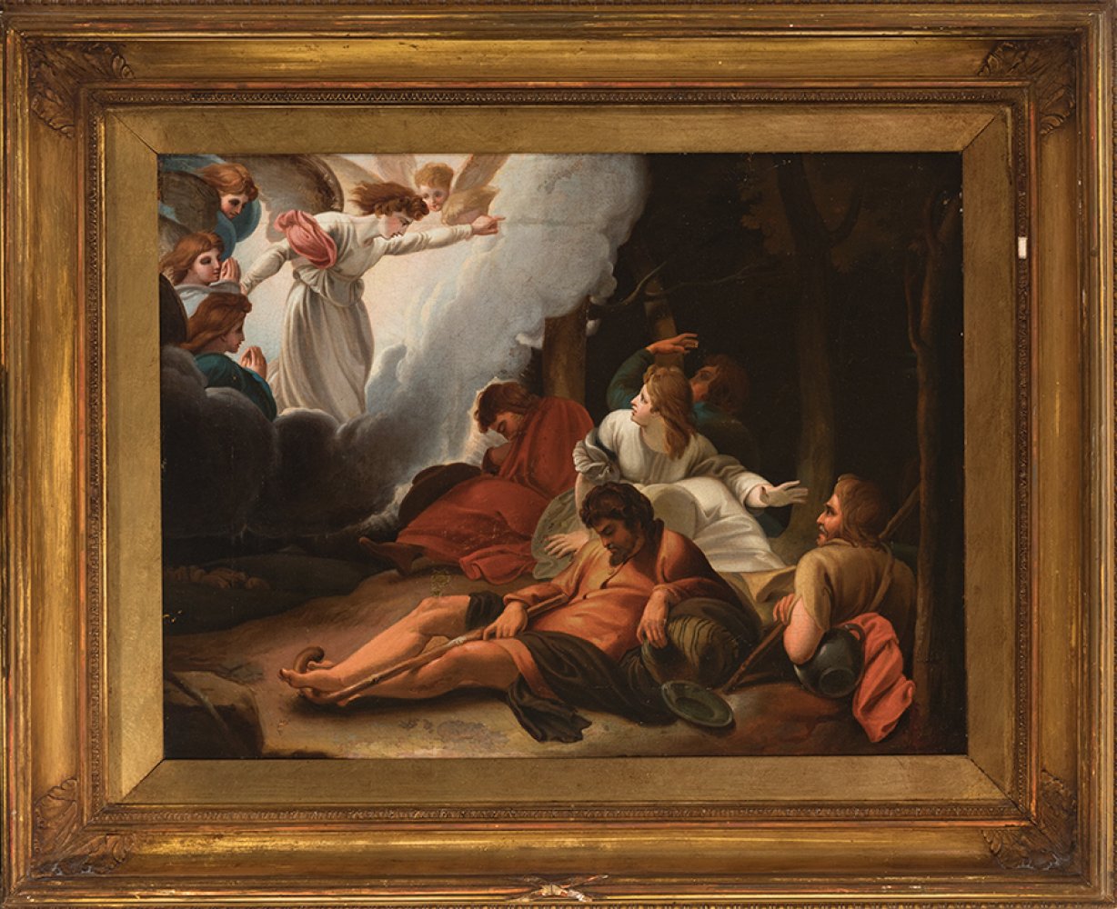 Italian school; circa 1840."Annunciation of the Shepherds".Oil on canvas.Preserves its original - Image 4 of 5
