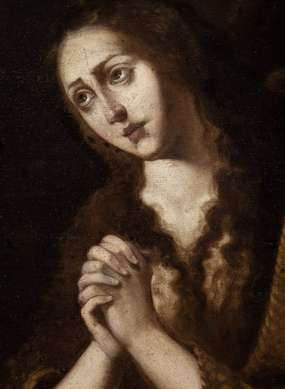 17th century Spanish school."Saint Mary of Egypt".Oil on canvas.It has a patch on the back. Needs - Image 8 of 8