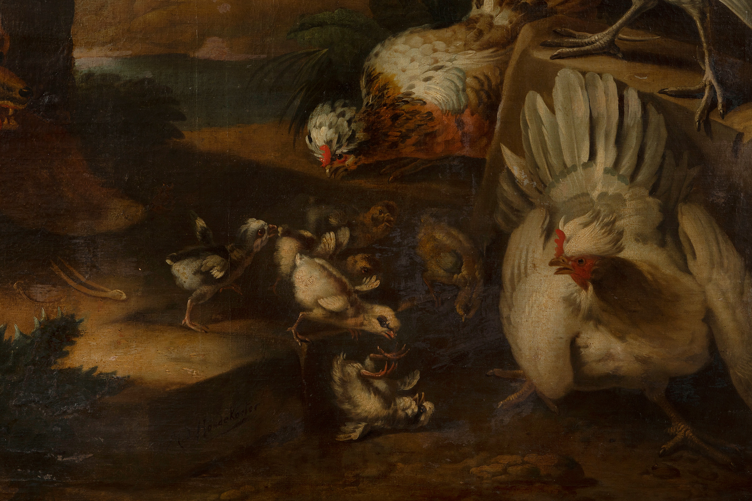 Flemish school, 17th century."Poultry and fox in a landscape".Oil on canvas.Frame and frame of the - Image 3 of 6