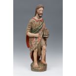 Spanish school; 17th century."Saint John the Baptist".Carved and polychromed wood.The polychromy has