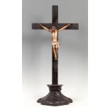 Christ. Portugal, 17th centuryIn carved and polychrome wood.Cross and base from the 19th century.