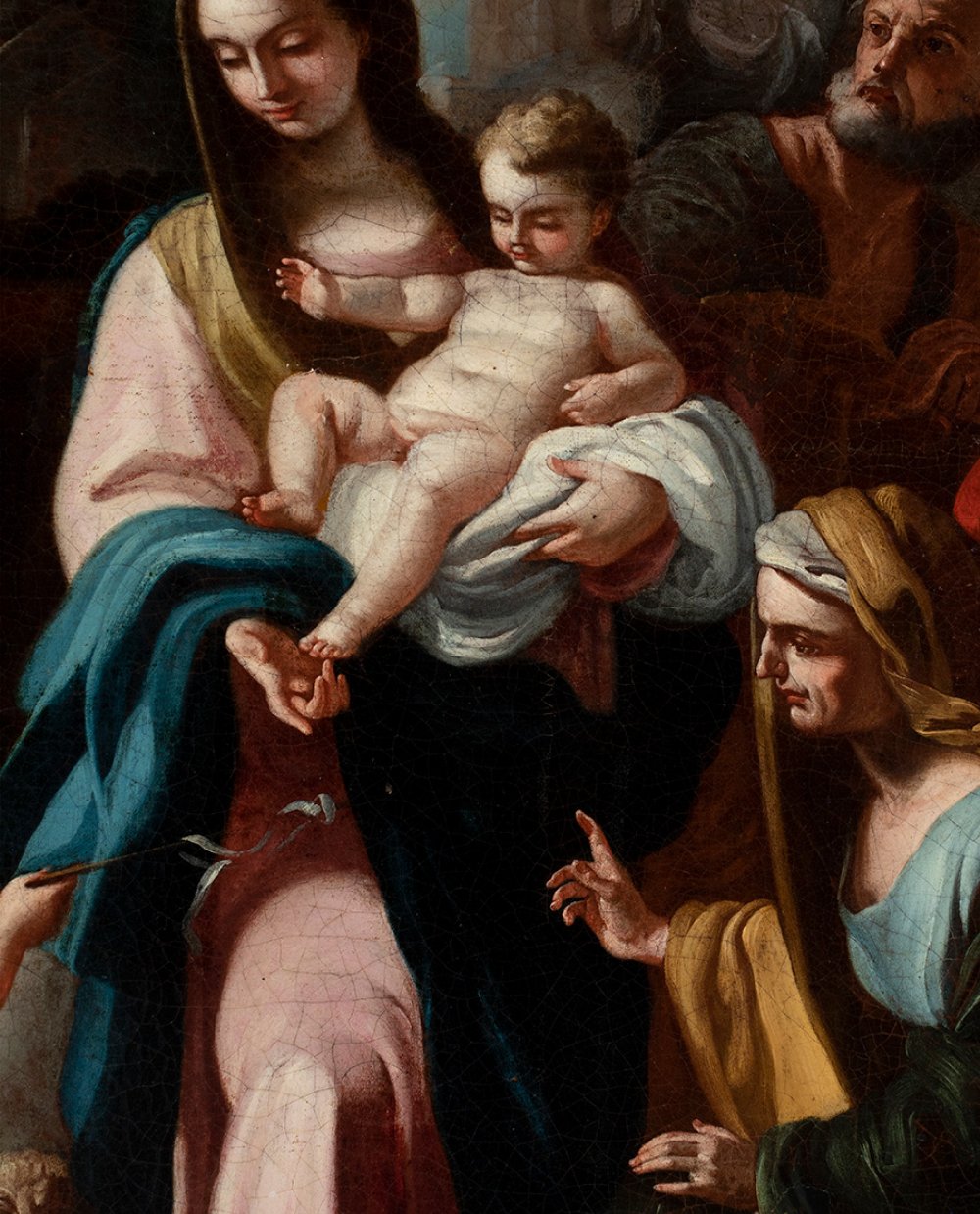 Workshop of FRANCESCO SOLIMENA (Italy, 1657 - 1747)."Holy Family with St. John, St. Joachim and - Image 2 of 6