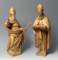 Andalusian school of the 17th century."San Leandro and San Isidoro".Carved and gilded wood.They