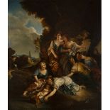 French school, late 18th century."Moses rescued from the waters".Oil on canvas.Period frame.