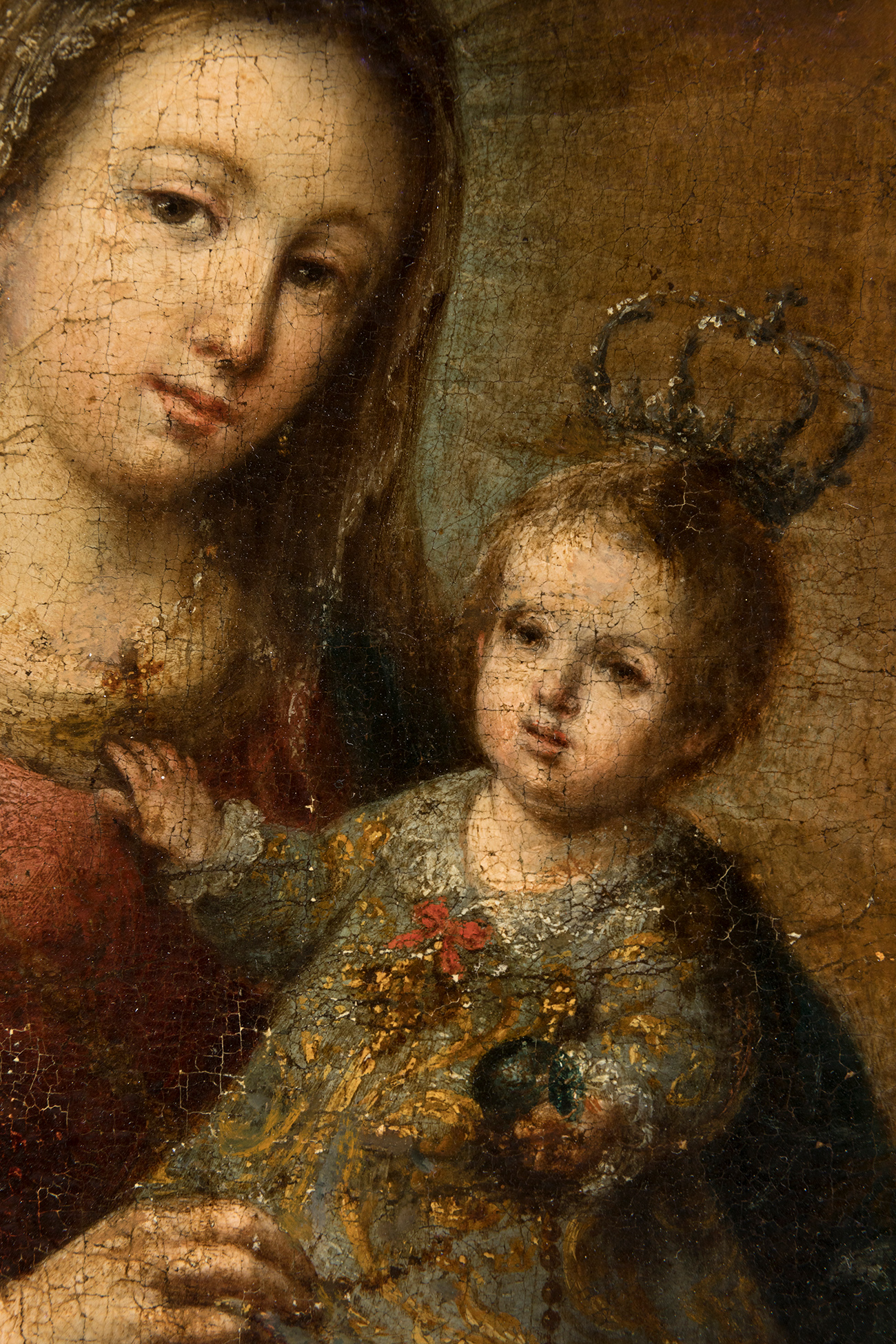 Sevillian school of the late 17th century."Virgin of the Rosary".Oil on canvas. Preserves original - Image 5 of 5