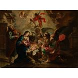 Andalusian school of the first half of the 18th century."Nativity".Oil on canvas. With its