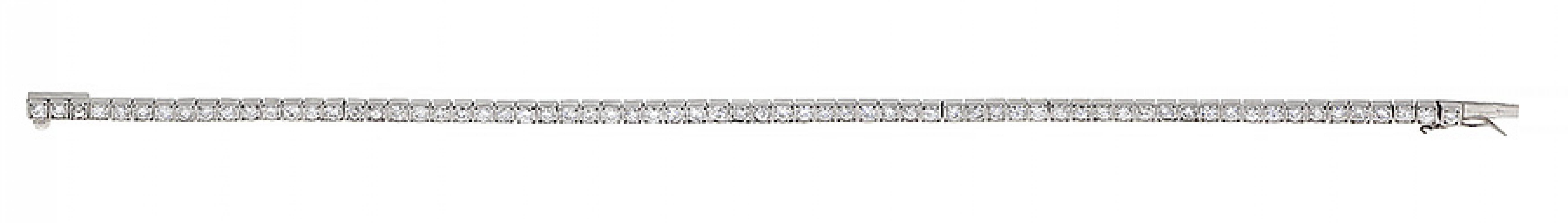 Rivière bracelet in 18 kt white gold. Articulated model of chatons that set diamonds, brilliant cut, - Image 2 of 2