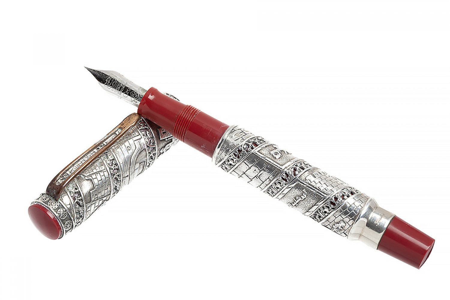 OMAS "JESURALEM 3000" FOUNTAIN PEN.Coral resin and silver barrel.Limited edition. Exemplary 0973.Nib - Image 3 of 3