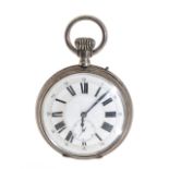 Pocket watch in 800 silver.White porcelain dial with Roman numerals for the hours and Arabic