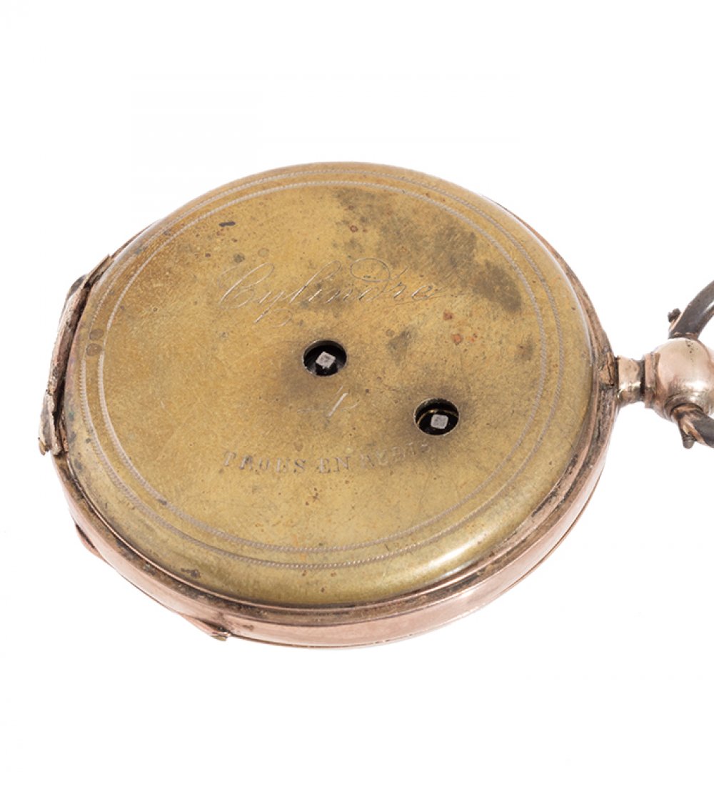 Pocket watch, France or Switzerland circa 1800. White dial with Roman numerals in black enamel. - Image 3 of 4