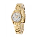 BAUME MERCIER ladies watch. 80'SIn yellow gold. White dial with black Roman numerals. Baton hands.