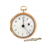 Catalino pocket watch. White dial, breguet type hands, arabic numerals. Back with painted enamel