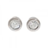Pair of earrings in 18kts. white gold with diamonds, brilliant cut, H / I color, SI/1-SI/2 purity,
