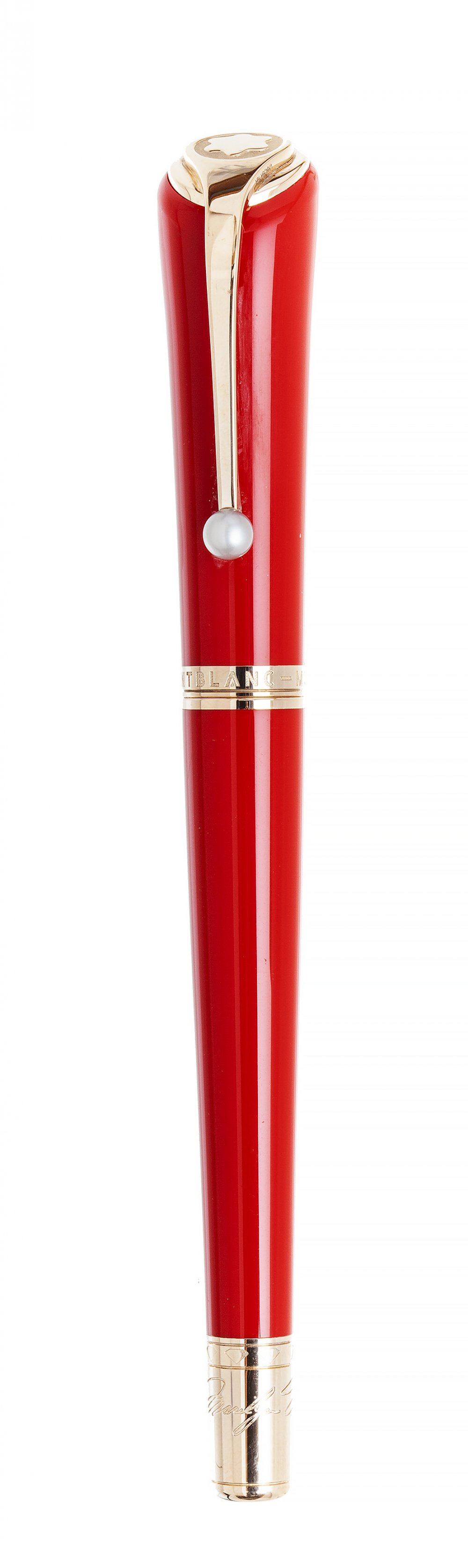 MONTBLANC FOUNTAIN PEN "MUSES: MARILYN MONROE".Barrel made of red resin and yellow gold.Limited